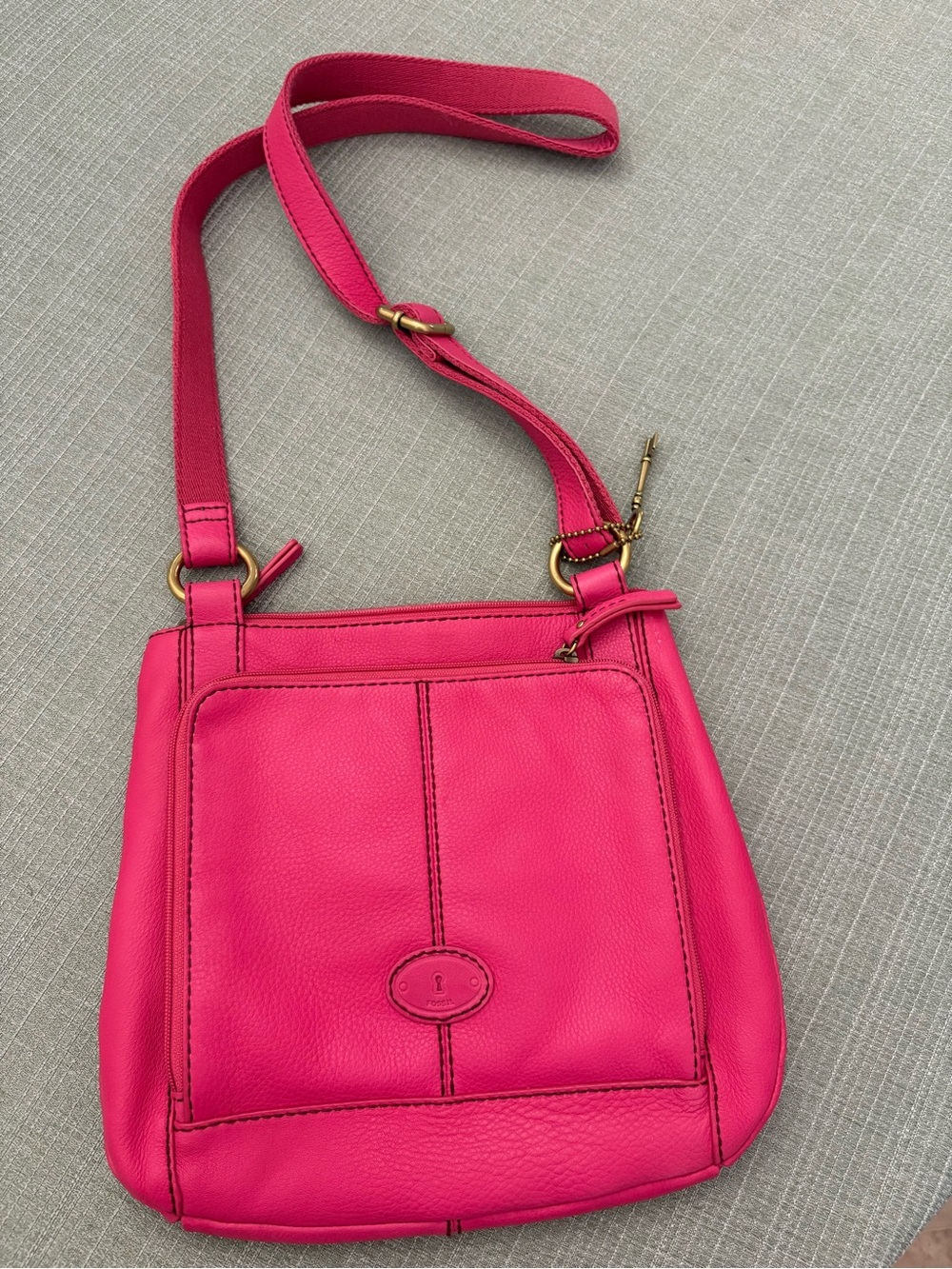 Fossil Hot Pink Leather Crossbody Bag